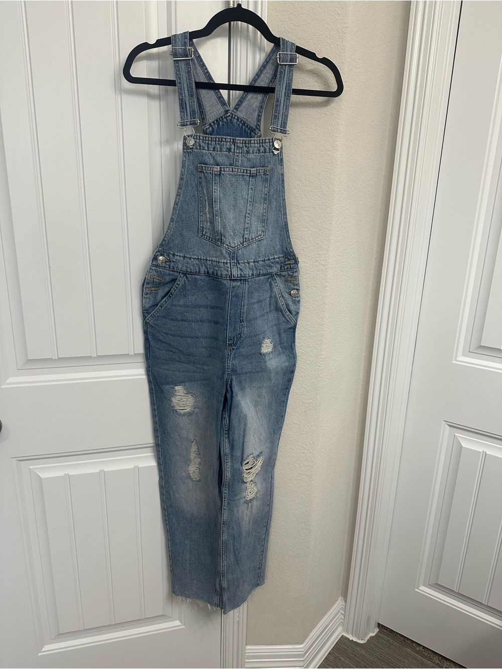 H&M Light Blue Denim Overalls with Adjustable Straps
